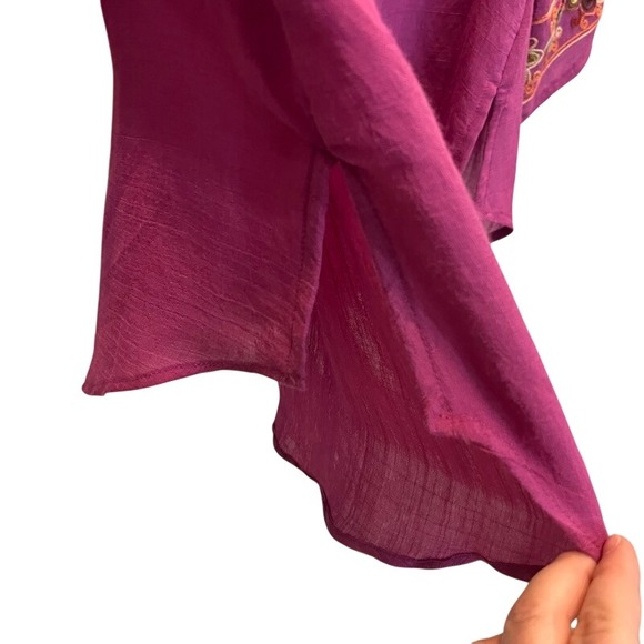 Fig and Flower Magenta Purple Embroidered Lace Yoke Blouse Small NWT Boho Hippie - Picture 5 of 8